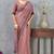 Pink zarkan embroidered work soft silk saree for women