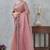 Pink zarkan embroidered work soft silk saree for women