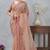 Peach zarkan embroidered work soft silk saree for women