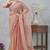 Peach zarkan embroidered work soft silk saree for women