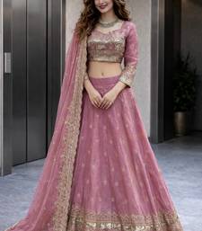 Pink COLOR FENDY SATIN HEAVY EMBROIDERY WORK WEDDING WEAR STITCHED LEHENGA CHOLI