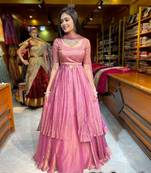 PINK COLOR FENDY SATIN HEAVY EMBROIDERY WORK WEDDING WEAR STITCHED LEHENGA CHOLI