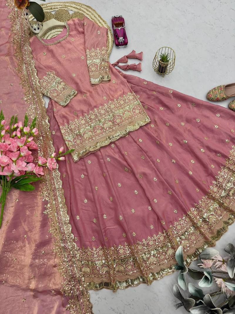 Pink COLOR FENDY SATIN HEAVY EMBROIDERY WORK WEDDING WEAR STITCHED LEHENGA CHOLI