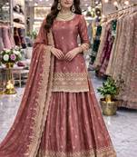 Onion COLOR FENDY SATIN HEAVY EMBROIDERY WORK WEDDING WEAR STITCHED LEHENGA CHOLI