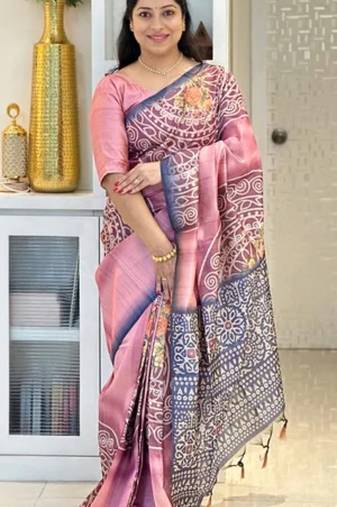 Soft tussar silk sarees with beautiful digital print with attractive design saree