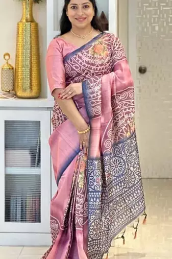 Soft tussar silk sarees with beautiful digital print with attractive design saree
