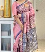 Soft tussar silk sarees with beautiful digital print with attractive design saree