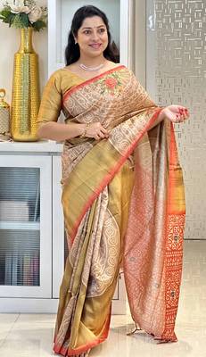 Soft tussar silk sarees with beautiful digital print with attractive design saree 1