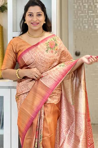 Soft tussar silk sarees with beautiful digital print with attractive design saree