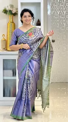 Soft tussar silk sarees with beautiful digital print with attractive design saree 1