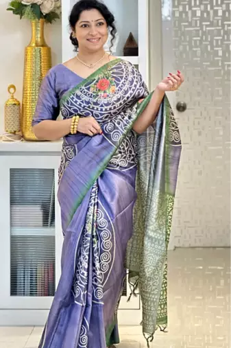 Soft tussar silk sarees with beautiful digital print with attractive design saree