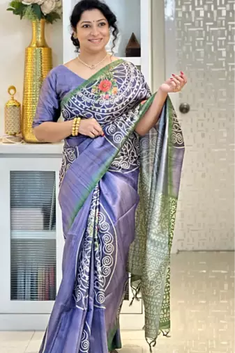 Soft tussar silk sarees with beautiful digital print with attractive design saree