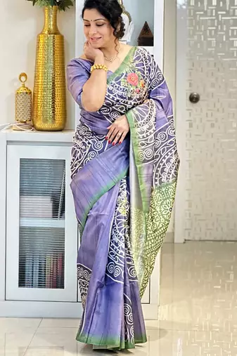 Soft tussar silk sarees with beautiful digital print with attractive design saree