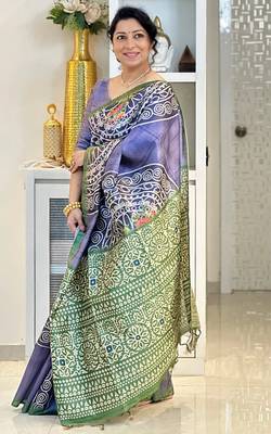 Soft tussar silk sarees with beautiful digital print with attractive design saree 3