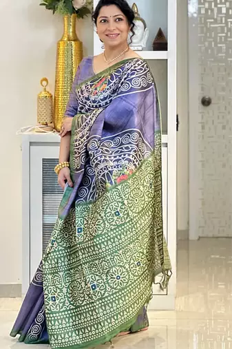 Soft tussar silk sarees with beautiful digital print with attractive design saree