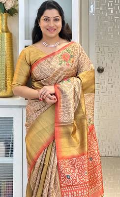 Soft tussar silk sarees with beautiful digital print with attractive design saree 4