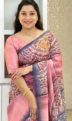 Soft tussar silk sarees with beautiful digital print with attractive design saree 3