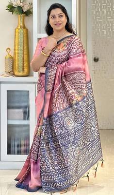 Soft tussar silk sarees with beautiful digital print with attractive design saree 4