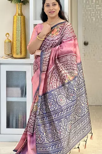 Soft tussar silk sarees with beautiful digital print with attractive design saree