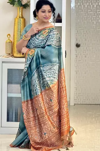 Soft tussar silk sarees with beautiful digital print with attractive design saree