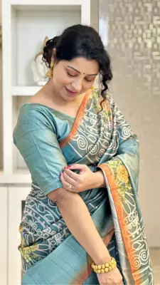 Soft tussar silk sarees with beautiful digital print with attractive design saree 3
