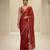 Rust red embroidered silk saree set