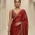 Rust red embroidered silk saree set