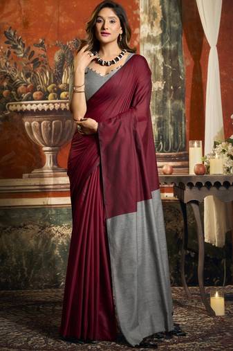 Elegant mal cotton saree with contrast pallu & fancy tassels