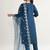 Navy blue muslin embroidered kurta, organza embroidered dupatta muslin full set