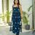 Elegant navy blue printed taby silk kurta set for women