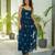 Elegant navy blue printed taby silk kurta set for women