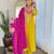 Yellow embroidered viscose straight kurta set with pink printed dupatta & pant