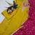 Yellow embroidered viscose straight kurta set with pink printed dupatta & pant