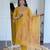 Mustard embroidered viscose straight kurta set with printed dupatta & pant for women