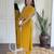 Mustard embroidered viscose straight kurta set with printed dupatta & pant for women