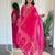 Pink embroidered viscose straight kurta set with printed dupatta & pant for women