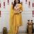 Yellow embroidered straight chanderi kurta set with dupatta & pant for women