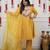 Yellow embroidered straight chanderi kurta set with dupatta & pant for women