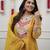 Yellow embroidered straight chanderi kurta set with dupatta & pant for women