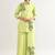 Parrot green cotton linen cotton coord set
