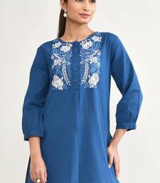 Royal blue cotton linen cotton coord set