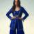 Royal blue embroidered georgette indowestern sharara set
