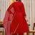 Stylish red embroidered chanderi silk anarkali kurta set with dupatta & pant  for women