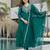 Graceful green embroidered chinon kurta set with dupatta & pant