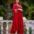 Stylish red embroidered chanderi silk kurta set with dupatta & pant  for women