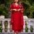 Stylish red embroidered chanderi silk kurta set with dupatta & pant  for women