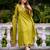 Stylish olive green embroidered chanderi silk kurta set with dupatta & pant  for women