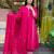 Pink embroidered chanderi kurta set with  dupatta & pant for women