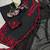 Black georgette kurta set with red embroidery comes with dupatta & pant