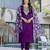 Purple embroidered chanderi cotton kurta set with dupatta & pant